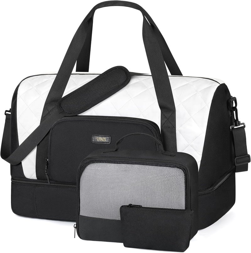 TIBES Travel Weekender Bag for Women, Overnight Bag with Shoe Compartment Oversized Travel Duffel Bag Carry On Tote 21" - Image 1